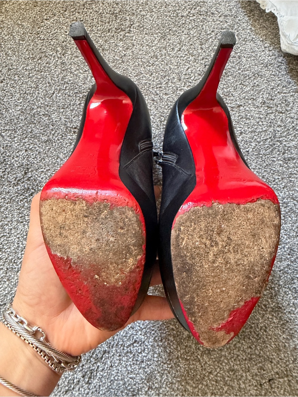 Christian Louboutin Black Leather Platform Ankle Boots - Picture 3 of 4